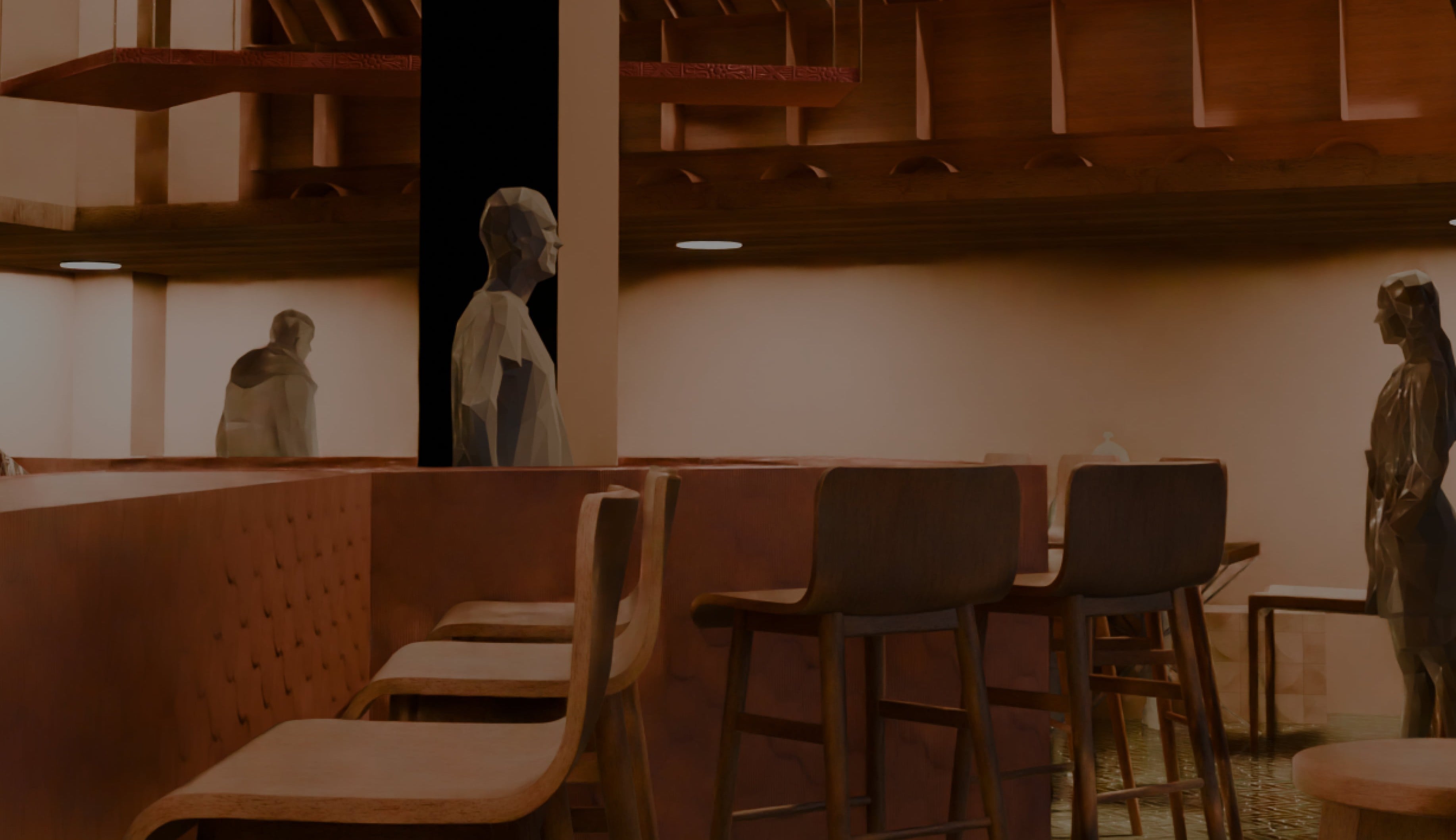 Banhez coffee shop, interior view of the bar and seating