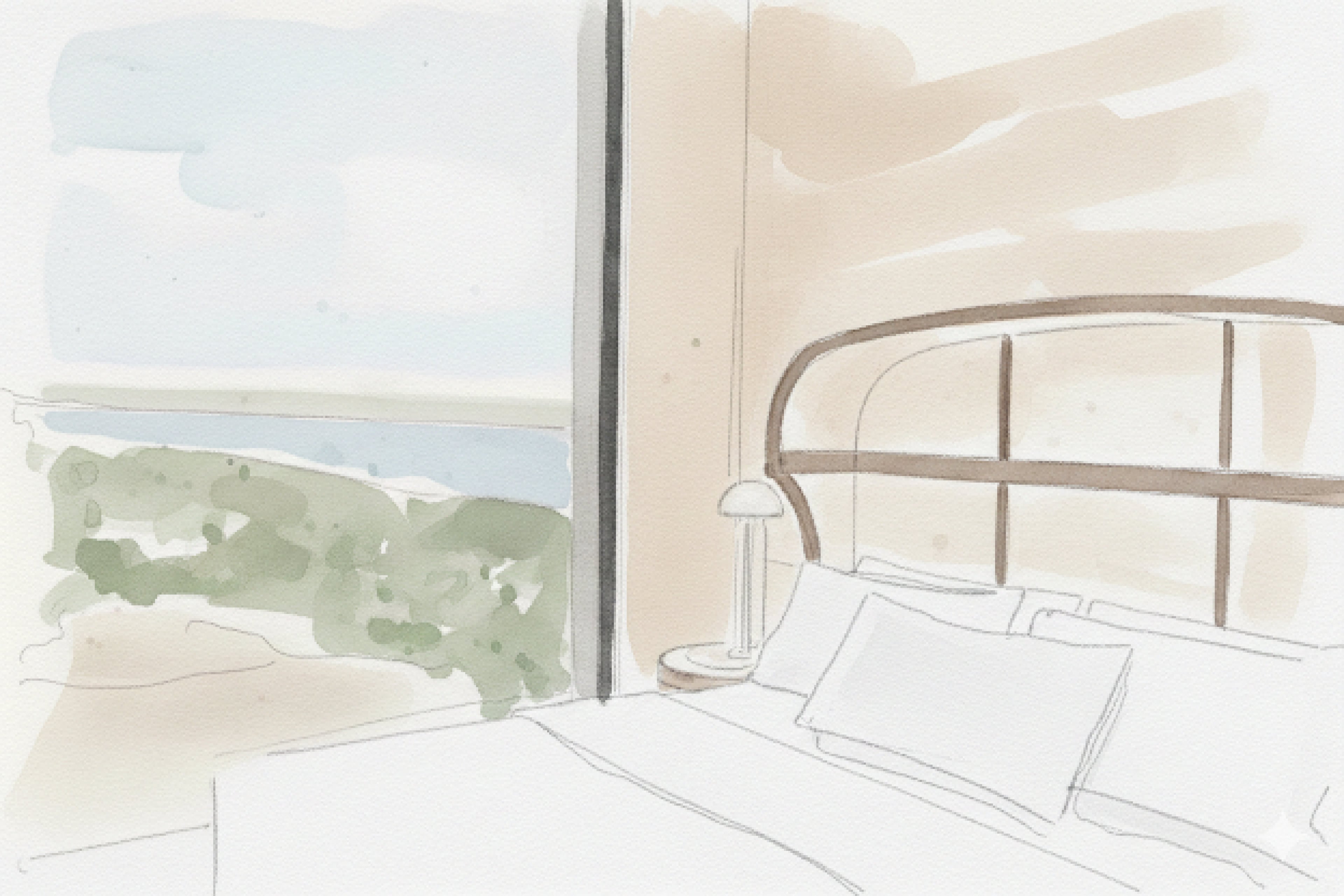 Feelviana concept sketch, room interior in watercolour