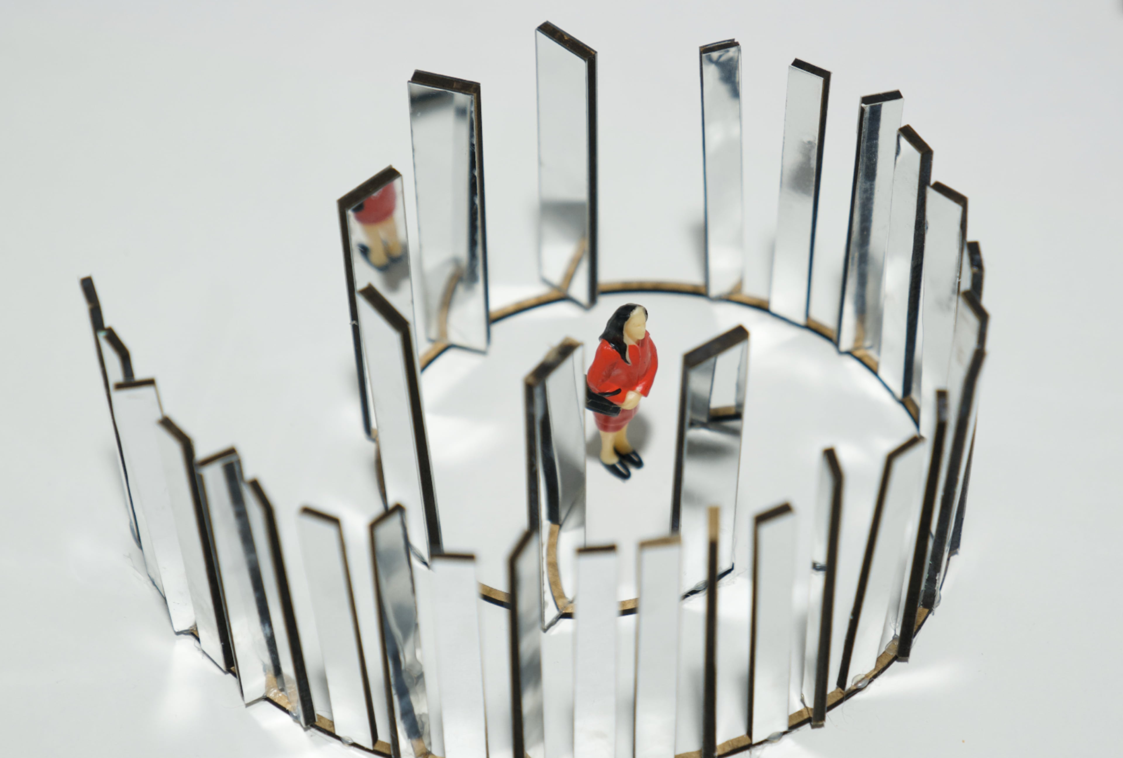 Scale model, angled view with figure